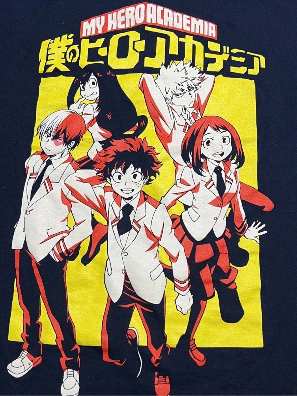 Funimation My Hero Academia Graphic Crew Neck T-Shirt In Navy Size: Large